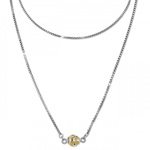 SilberDream Collier Kette Kugel Blumen vergoldet 925 Silber Damen 45cm SDK24845Y