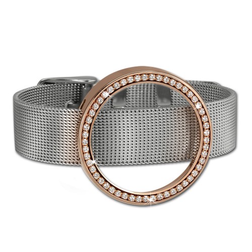 Edelstahl Armband mit Coin Fassung 30mm rose Zirkonia Edelstahl Schmuck ESCA01E