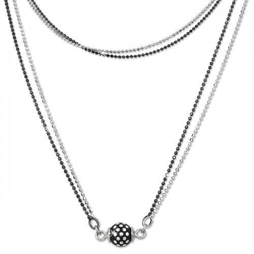 SilberDream Collier Kette Kugel Punkte schwarz 925 Silber Damen 45cm SDK24045S