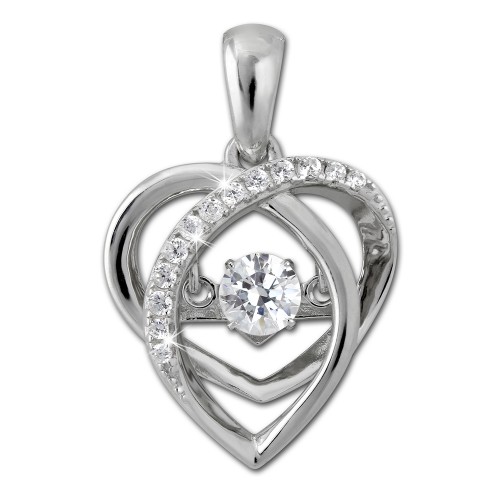 SilberDream Ketten Anhänger Herz Dancing Stone Zirkonia 925er Silber DSH107W
