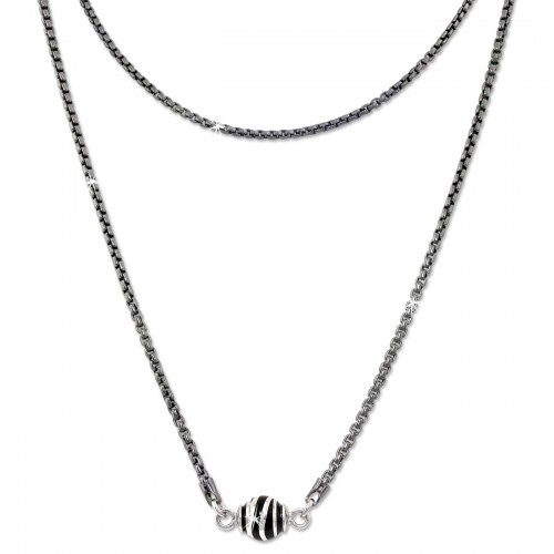 SilberDream Collier Kette Kugel Welle geschwrzt 925 Silber Damen 46cm SDK24446S