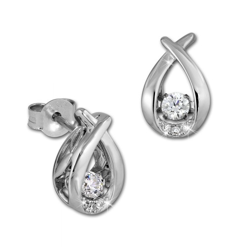 SilberDream Ohrringe Dancing Stone Zirkonia weiß 925er Ohrstecker DSO101W