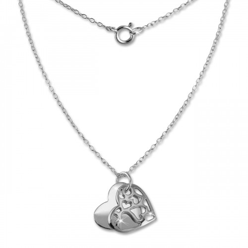 SilberDream Kette Doppel Herz 925 Sterling Silber 45cm SDK8007J