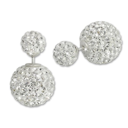SilberDream Doppel-Ohrringe Glitzerperlen weiß Tribal Design 925 Silber GSO651W