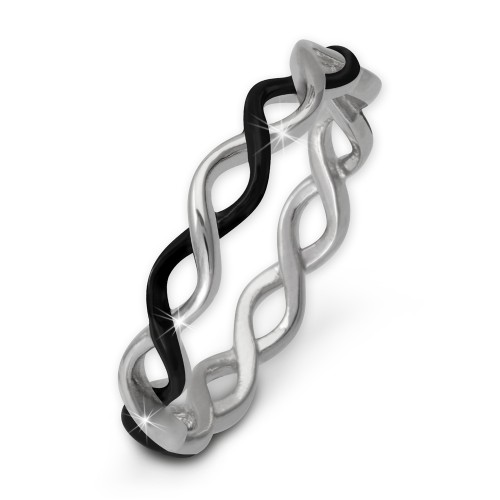 SilberDream Ring geflochten geschwrzt Gr 58 Sterling 925er Silber SDR450S58