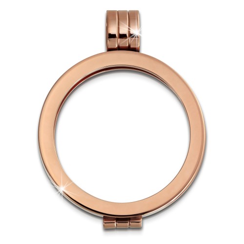 Amello Coinsfassung 25mm Kettenanhänger rosegold Stahlschmuck ESC050E