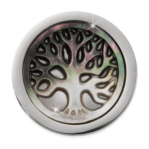 Amello Coin Lebensbaum Perlmutt für Coinsfassung 25mm Edelstahlschmuck ESC743F