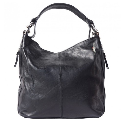 Beuteltasche, Handtasche Damen Handtasche Leder schwarz DrachenLeder OTF101S