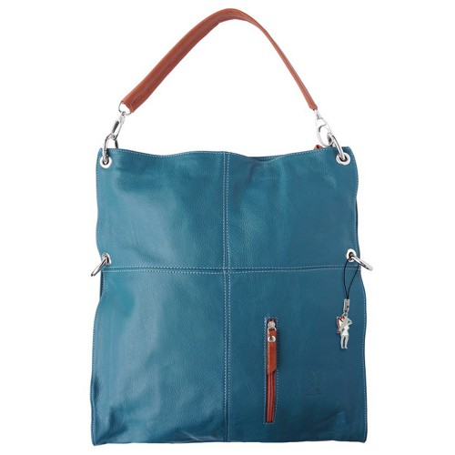 Hobo Bag Umhängetasche Leder blau Damen Schultertasche DrachenLeder OTF102B