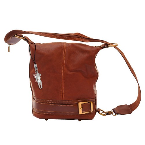 Schultertasche, Rucksack wandelbare Damen Handtasche Leder braun OTF104N