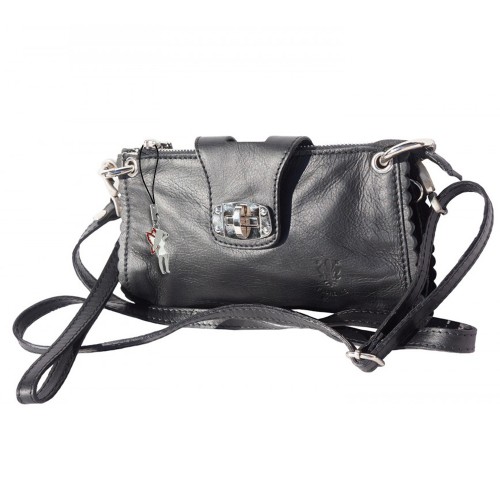 Abendtasche Clutch Wristlet Leder schwarz Umhängetasche DrachenLeder OTF801S
