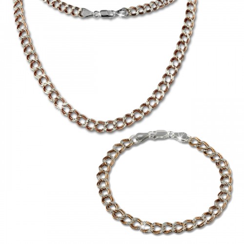 SilberDream Schmuckset Panzer Rose vergoldet Kette Armband 925 Silber SDS200E