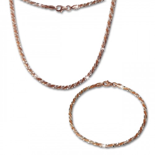 SilberDream Schmuckset gedreht Rose vergoldet Kette Armband 925 Silber SDS203E