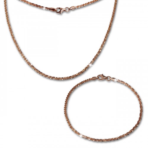 SilberDream Schmuckset gedreht Rose vergoldet Kette Armband 925 Silber SDS205E
