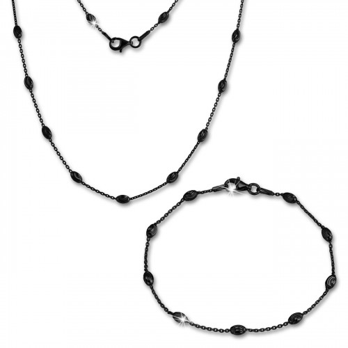 SilberDream Schmuckset Glamour schwarz Kette Armband 925 Silber SDS238S
