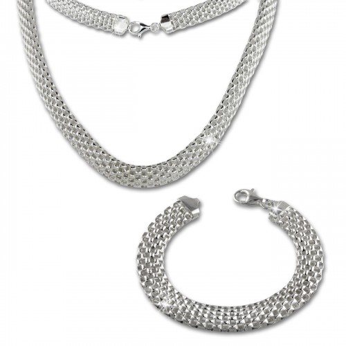 SilberDream Schmuckset Geflecht Kette Armband 925er Sterling Silber SDS201J