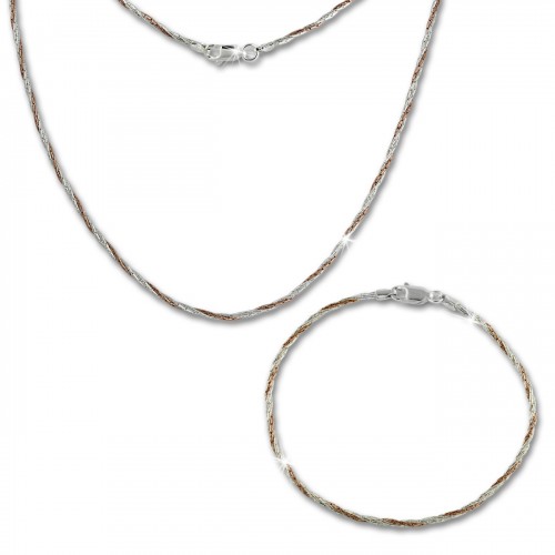 SilberDream Schmuckset gedreht Rose vergoldet Kette Armband 925 Silber SDS202E