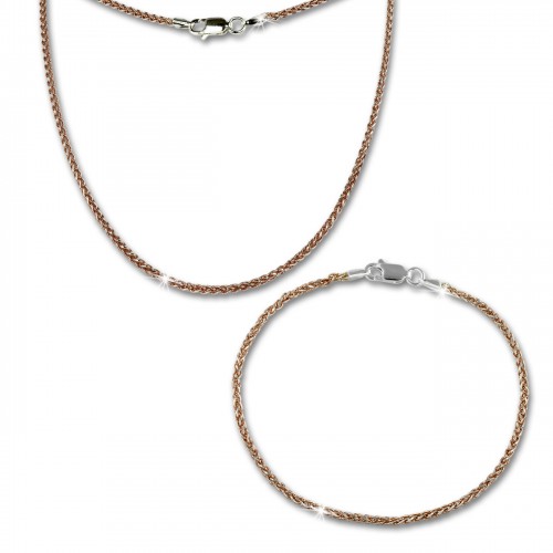 SilberDream Schmuckset Zopf Rose vergoldet Kette Armband 925 Silber SDS206E