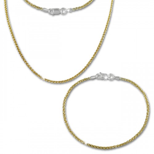 SilberDream Schmuckset Zopf vergoldet Kette Armband 925 Silber SDS206Y
