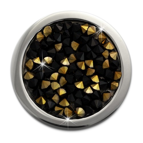 Amello Edelstahl Coin Zirkonia schwarzgold 25mm Edelstahlschmuck ESC351S