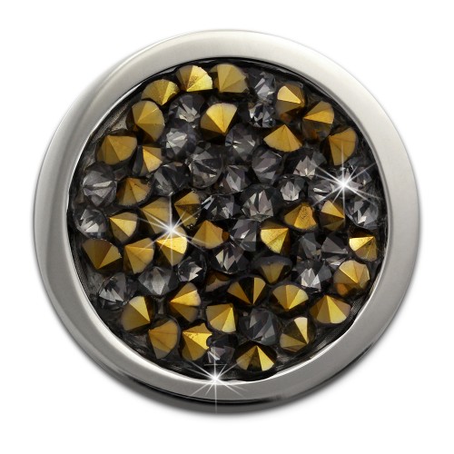 Amello Edelstahl Coin Zirkonia graugold 25mm Edelstahlschmuck ESC351K