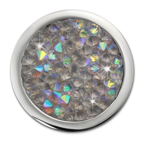Amello Edelstahl Coin Zirkonia weiß 25mm Edelstahlschmuck ESC351W