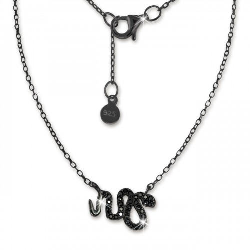 SilberDream Kette Schlange Zirkonia schwarz 925 Silber 41-44cm Halskette GSK400S