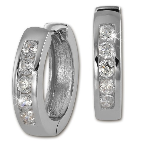 SilberDream Creole Zirkonia wei Ohrring 925er Silber Schmuck SDO0045WJ