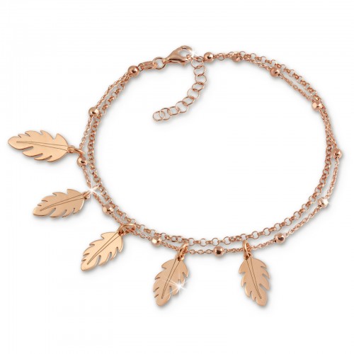 SilberDream Doppel-Armband Bltter 925 Silber rosvergoldet Damen 18cm SDA1158E