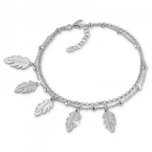 SilberDream Doppel-Armband Bltter 925 Sterling Silber Damen 18-21cm SDA1158J