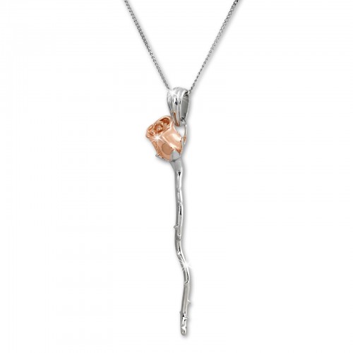 SilberDream Bicolor Collier Kette Rose 925 Silber 44cm - 47cm SDK50144T