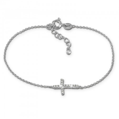SilberDream Armband Kreuz Zirkonia 925 Silber Damen 18cm - 21cm GSA402W