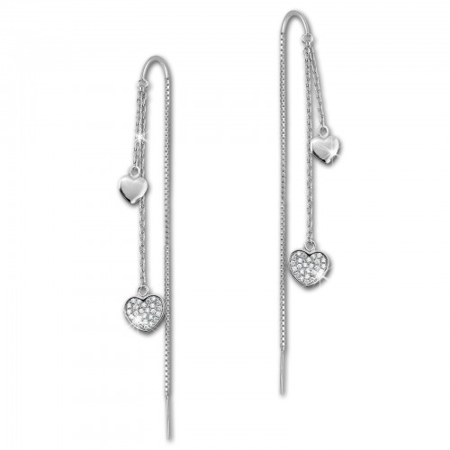 SilberDream Glitzer Ohrhänger Herzen Zirkonia weiß 925er Silber Ohrring GSO439W