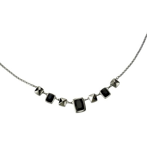 KISMA Schmuck Collier Kristall schwarz Edelstahl KIK0128-005-50